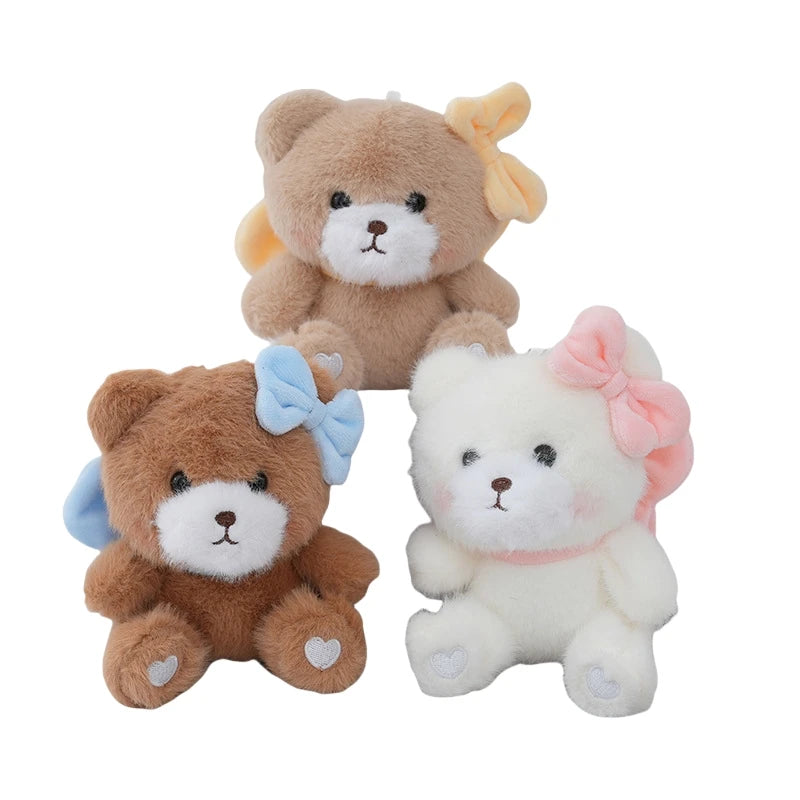BowKnot Wing Plush Bear Keychain Wedding Teddy Bear Plush Keychain Stuffed Animal Toys Bow Key Chains Pendant Mini Bear Keychain