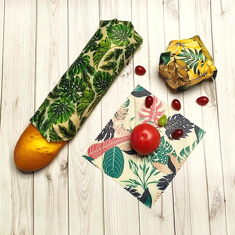 Environmental protection 100% Organic Cotton Reusable Beeswax Food Wrap Beeswax Food Wrap Set
