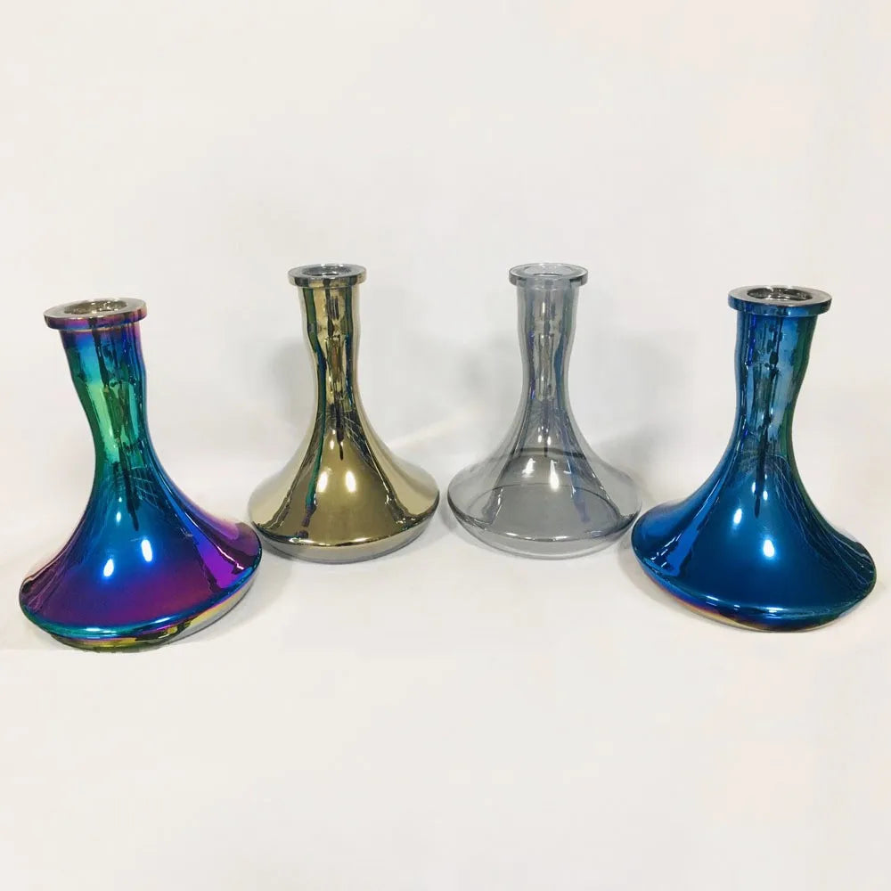 Handmade Contemporary Crystal Glass Vase 45MM Clear Grey Chromed Inner Diameter Floor Hookah Base Bottle Shisha Smoking