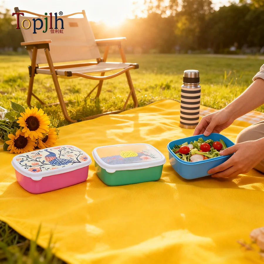 Topjlh Sublimation Blank Square PP Plastic Lunch Box BPA Free Microwave Safe Custom Logo Printing Wholesale Price