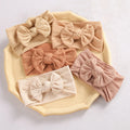 MIO Solid Color Turban Headband Stretchy Bowknot Kids Cable Knit Headbands Cable Knit Braided Nylon Headband for Toddlers