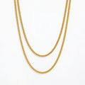 Fenny 18K PVD Plated Waterproof&No Fade Fashion Double Basic Flat Side Chain Necklace Stainless Steel Jewelry Wholesale