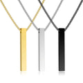 Customized Stainless Steel Rectangular Geometric Pendant Engraved Logo Bar Necklace Personalized Wedding Gift Punk Style Dragon