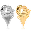 New Fashion Gold Plated Stainless Steel Piercing Fan Shape Ear Gauges Eyelets Tassels Sector Plugs for Unisex Wedding Engagement