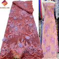 Luxury 3D Floral Embroidery French Tulle Lace Fabric With Beads 3D Flower Bridal Fabric Laces With Stones for Wedding Dress