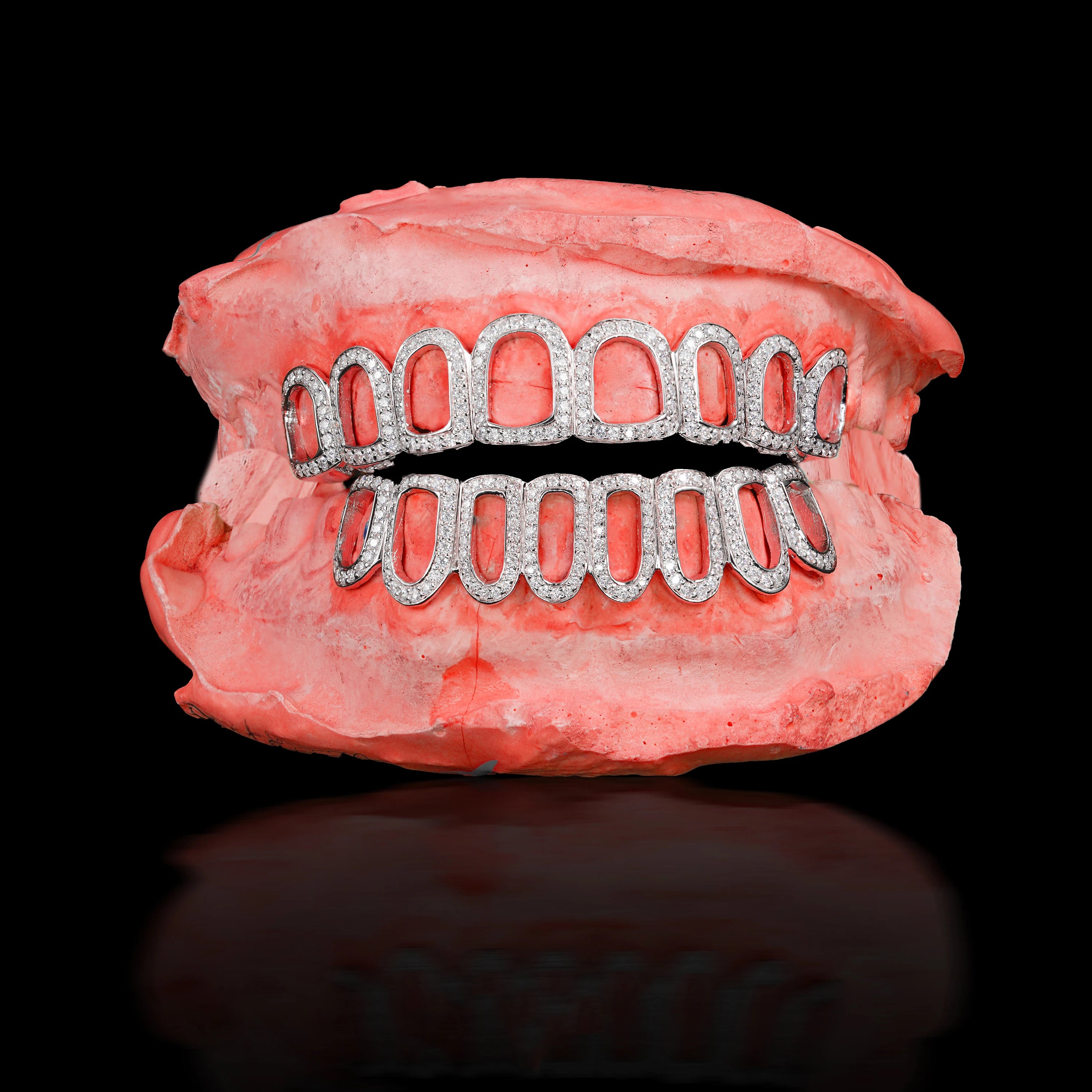 Custom Made Iced Out 925 Sterling Silver 18K Gold Plated Open Face Grills VVS Moissanite Gold Dental Teeth Grillz