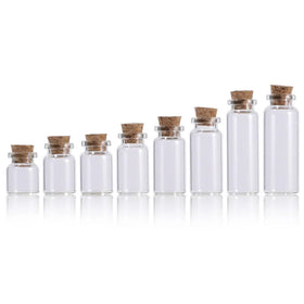 4ml 5ml 6ml 7ml 10ml 15ml 20ml Small Mini clear Glass Wishing Drift Bottles Vials with Wood Cork Lid for Gift Tube