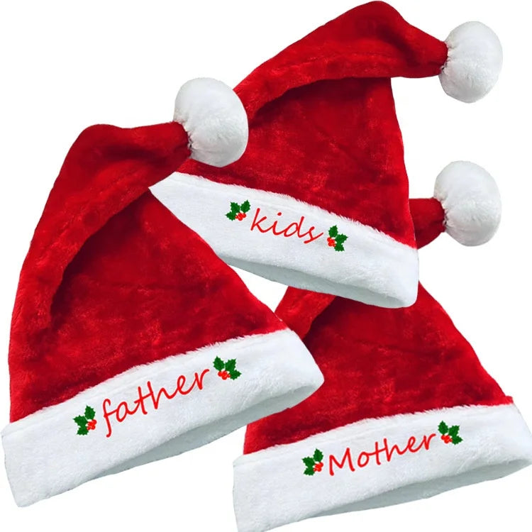 Hot Sale Christmas Hat Family High-grade Short Plush Xmas Hat Manufacturers Christmas Decoration