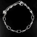 Sterling Silver 5*7mm Semi Mount Bracelet Blank Empty Support Mountain Setting S925 Base Holder Without Stone for DIY Inlay