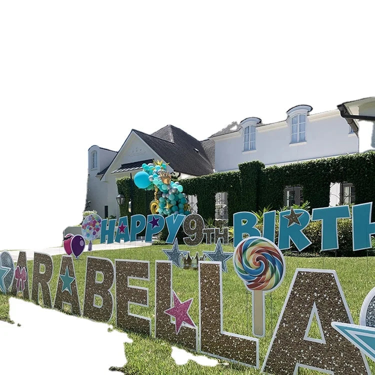 Customized Party Christmas PVC Board Corrugated Letters Yard Sign with H Stake