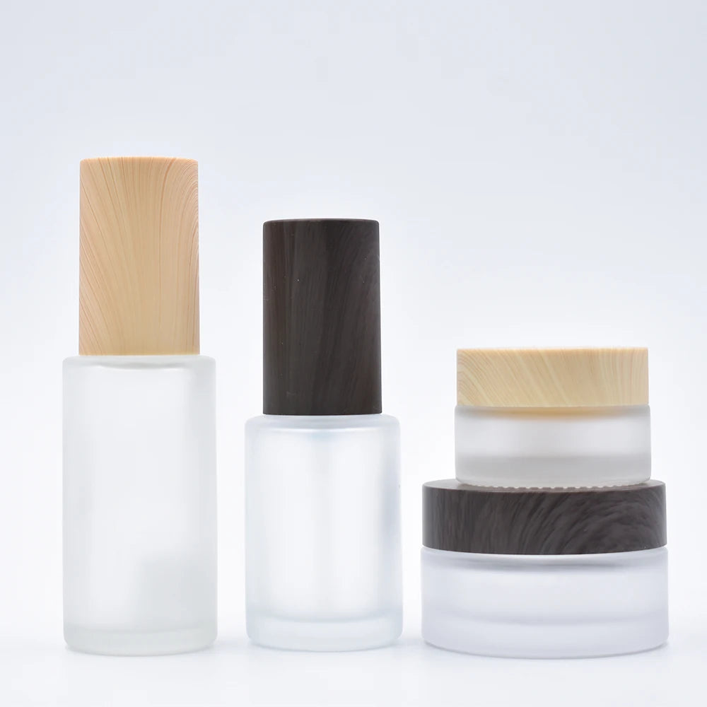 20ml 30ml 40ml 60ml 80ml 100ml Frosted Glass Spray Bottle with Bamboo Wood Grain Cap Lid for Perfume Bottle