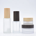 20ml 30ml 40ml 60ml 80ml 100ml Frosted Glass Spray Bottle with Bamboo Wood Grain Cap Lid for Perfume Bottle