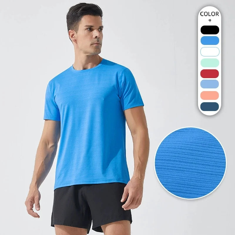 Men's Quick Dry Lightweight Stretch Sports T-Shirt Breathable Short Sleeve Gym Top for Outdoor Running Marathon Training