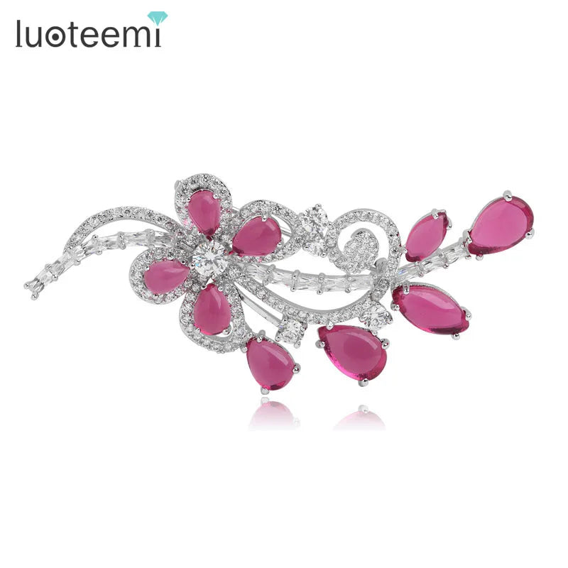 LUOTEEMI Fashion Women Jewelry Party Dress Accessories Elegant Noble Zircon Crystal Diamond Brooch
