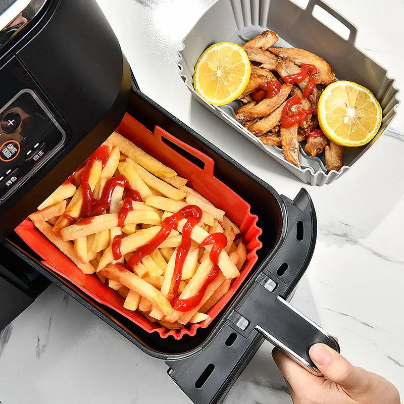 Rectangle Heat-Resistant Silicone Air Fryer Liners Non-Stick Pot Basket for Air Fryer Baking & Pastry Tools
