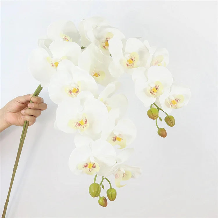 E-L047 Factory Wholesale Wedding Home Decoration Phalaenopsis 9 Heads Artificial Real Touch Latex Butterfly Orchid Flower