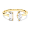 Gemnel Wedding Band 18 Carat Moissanite Gold Vermeil 0.5 Micron Mixed baguette Marquise Open Ring