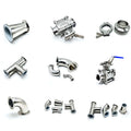 LongDing Vacuum Pipelines SS 304 316 Tube Fitting Control 45 90 Degrees Elbow Water air Valve Tri Clamp Pipe Fitting