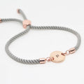Stainless Steel Gold Plated Jewelry Engraved Alphabet Letter Initials Adjustable Cord Customizable Slider Disc Rope Bracelets