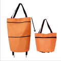 Collapsible Zipper Trolley Bag Women's Reusable Grocery Bags Wheels Foldable Shopping Cart for Multipurpose Storage New MegaBDM