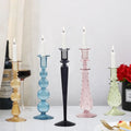 Luxury Party Dinner Wedding Home Decoration Custom Handmade Colorful Dot Striped High Borosilicate Glass Candlestick Holder