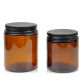 8oz Amber Straight Sided Glass Jar with Aluminum Metal Lid for Making Scented Candles or Use in the Chemical Industry