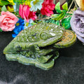 Hot Sale Crystals Unique Crafts Islamic Gifts Xiuyan Jade Golden Toad for Ornaments