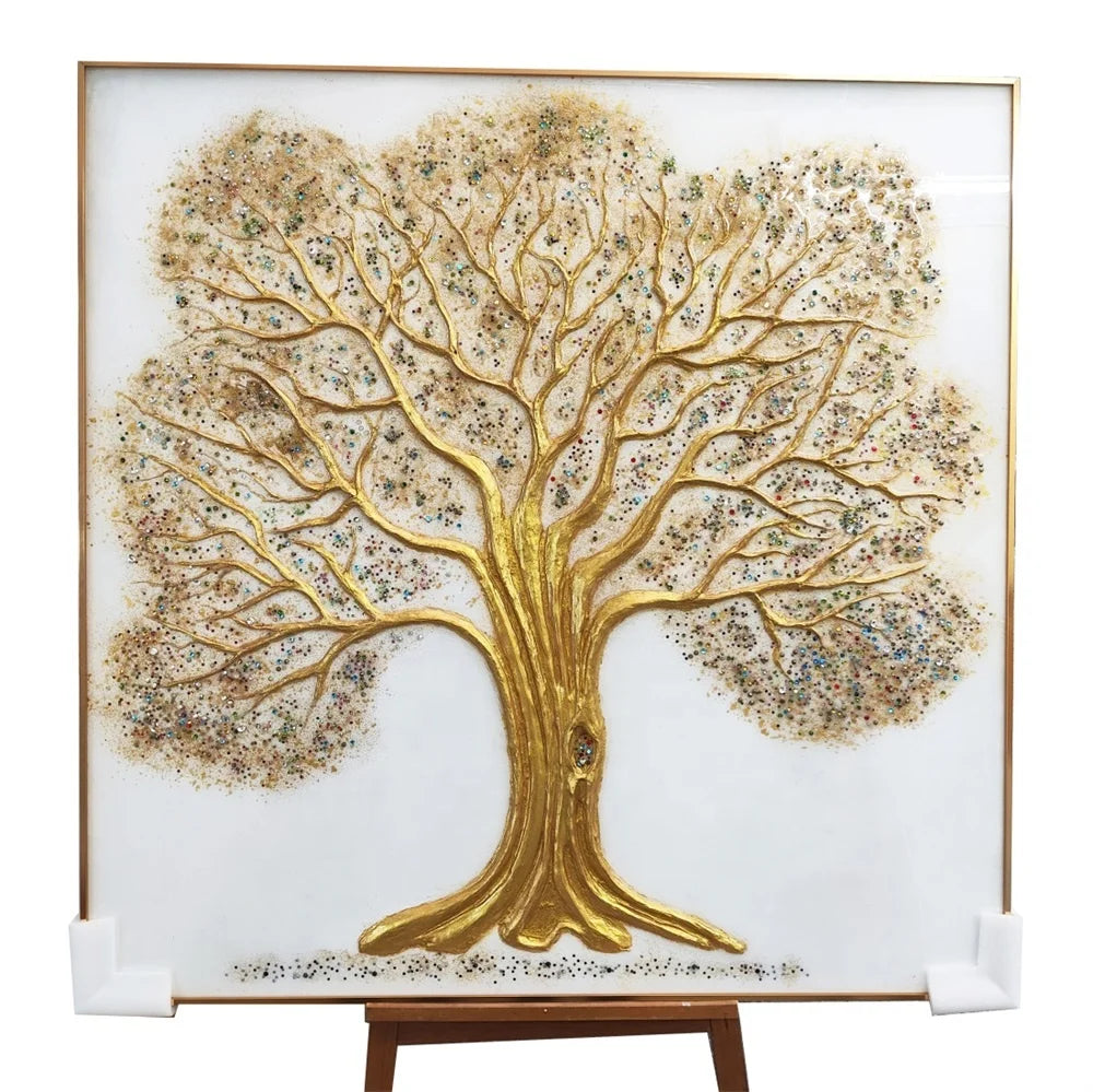 Gold Foil Flower Oil Painting Canvas for Wall Hanging Art Picture Home Living Room Luxury Decoration Printing