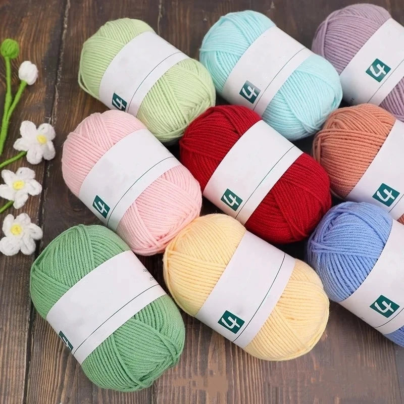 50G Soft Cotton Blended Fancy Dyed Acrylic Yarn 4ply High Strength 99 Colors for Hand Knitting
