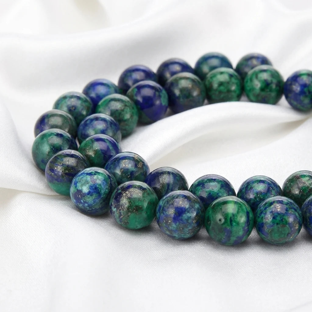 Wholesale Natural Gemstones Round AA Chrysocolla Lapis Lazuli Natural Loose Gemstone 10mm Stone Beads for Jewelry Making MegaBDM