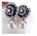 E2222 11-12mm DIY Natural Freshwater Pearl Charm Earrings Mounting Accessory 925 Sterling Silver Gold Plated  Jewelry for Women