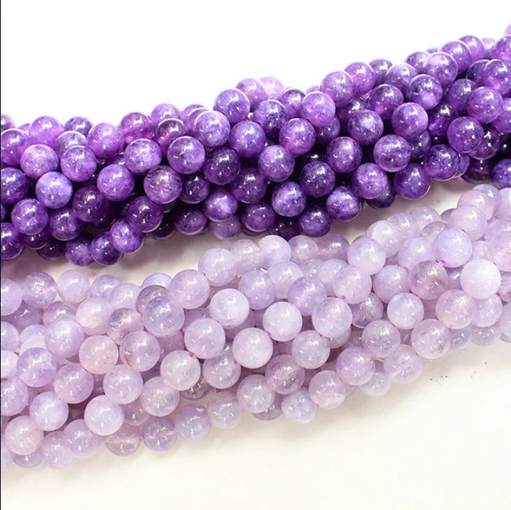 Dark Light Purple Crystal Lavender Amethyst Natural Stone Loose Beads Gemstone Round Beads for Jewelry Making