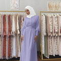 Double Layers Pure Color Chiffon Button Decoration Malaysia UAE Turkey Abaya Women Muslim Dress