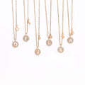 Wish Jewelry 0.35 Micro Plating Champagne Full Zircon Letter Round S925 Sterling Silver Initial Letter Pendant Necklace