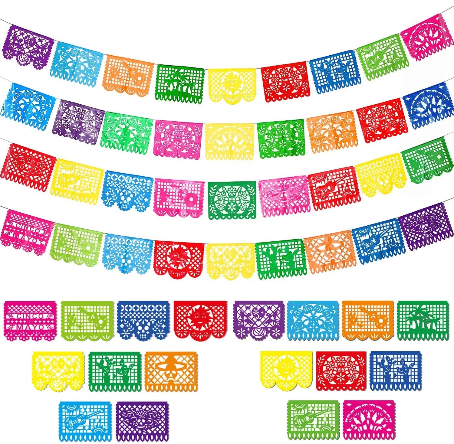 Mexican Party Banners Large Plastic Papel Picado Banner