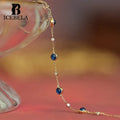 Luxury Elegant 925 Sterling Silver Fine Jewelry Bracelets & Bangles Gold Plated Blue Stone White Zircon Bracelet for Women