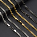 3mm Width Foxtail Chain Necklace Silver Gold Rose Gold Black Color Stainless Steel Mens Necklace Chains MegaBDM