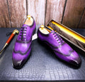 077-H1 Luxury Genuine Leather Shoes for Men British Style Business Oxford Shoes Men Purple Carving Brogues Dress Shoes for Men