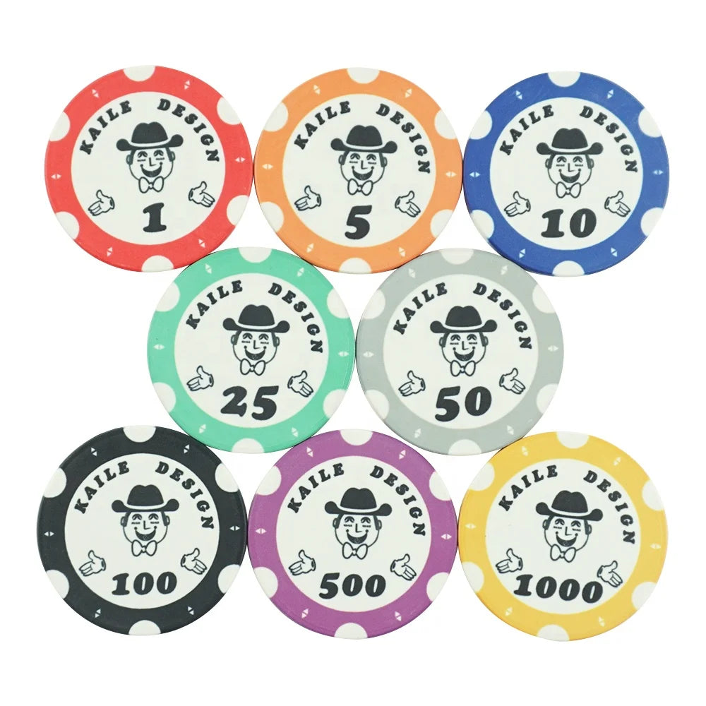 Kaile Custom Design 39mm Ceramic Poker Chips 10g Free Design and Free Sample Set Chips Da Poker for Other Entertainment Products MegaBDM
