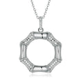 Personality 925 Sterling Silver Circle Necklace Hollow Ring Pendant Necklaces for Women