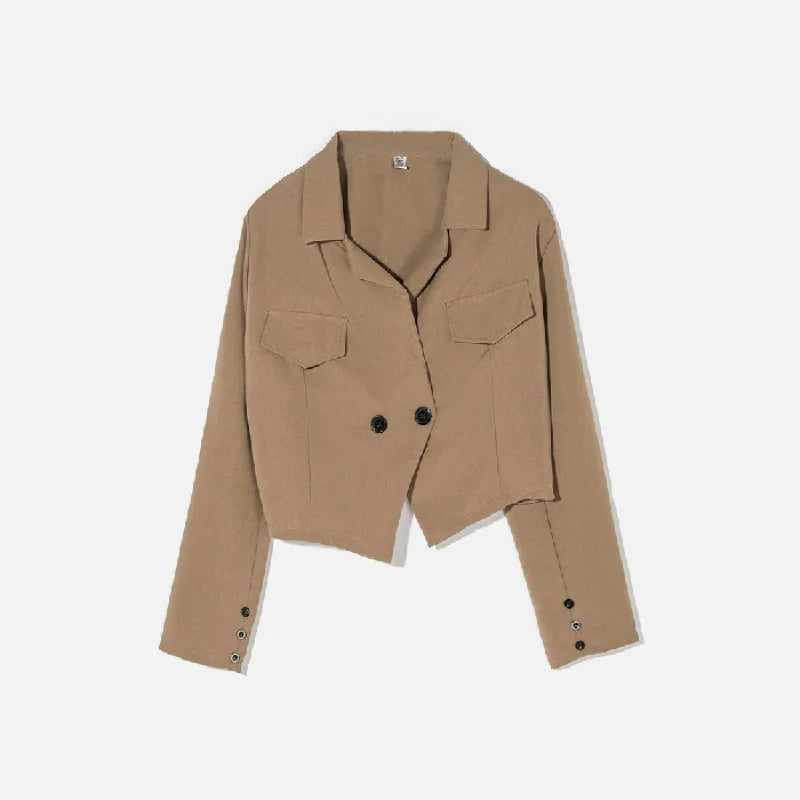 One Size Loose Short Blazer New High Waist Long Sleeve Suit Women's Top