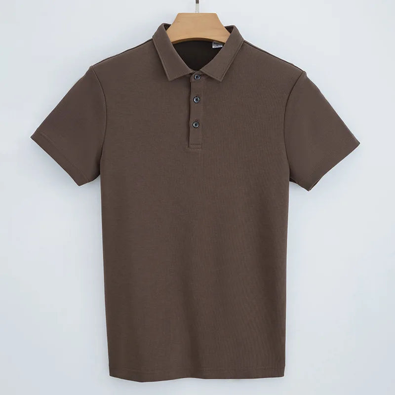 RNSHANGER Summer Men's Polo Shirt Casual Solid Color Short Sleeve Fashion Top Street Breathable Comfortable Business Polo Shirt
