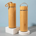 Mikenda 500ML/17OZ Wholesale Bamboo Water Bottle Natural Bamboo Stainless Steel Vacuum Insulated Infuser Bamboo Thermos Flask
