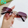 Rimless Sunglasses Women 2022 Fashion Designer Square Sun Glasses Summer Decorative Frameless Eyeglasses Accessories