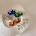 Vintage Colorful Square Resin Drop Earrings Geometric U Shape Acrylic Earrings for Women Hoop Earring Jewelry