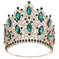 14 CM Tall Big Luxury Baroque Rhinestone Pageant Crown Adjustable Full Gemstones Leaves Shape Large Champion Tiara Crown