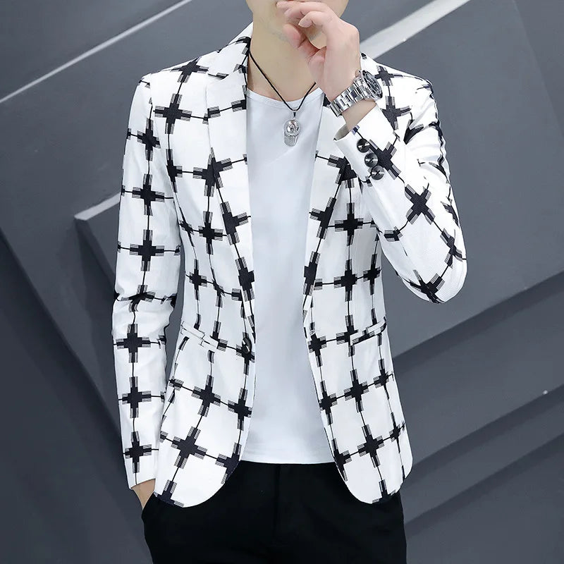 M-3XL Autumn New Men's Small Suit Korean Version Slim Fitting Trendy Men's Hairstylist Jacket Casual blazer