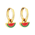 Novel Design Fruit Pendant Huggie Earrings for Women Strawberry Shape Stainless Steel Earrings Cute Jewelry Accessories