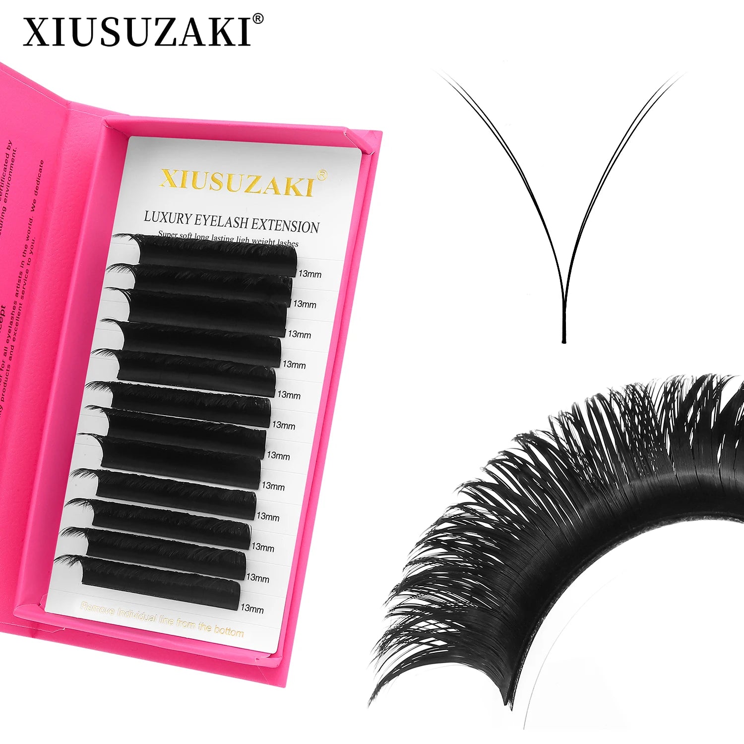 XIUSUZAKI Volume Lashes Mega Volume Cilios 0.05 0.07mm Easy-Fans Makeup Mesh Net Cross Lashes V Eyelash Extension V Shape Lashes