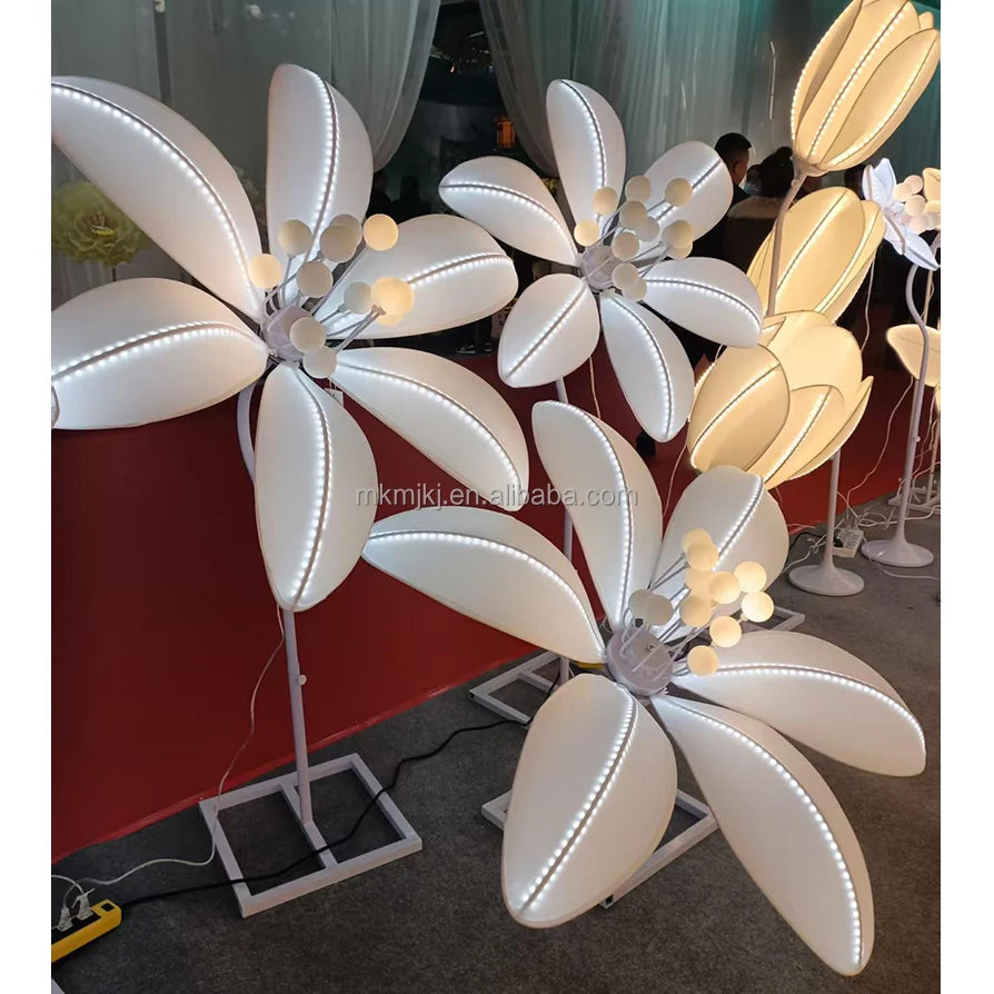 New Lily Wedding Background Decoration Road Lead Light Stand Wedding Runway LED Luminous Flower Decoration